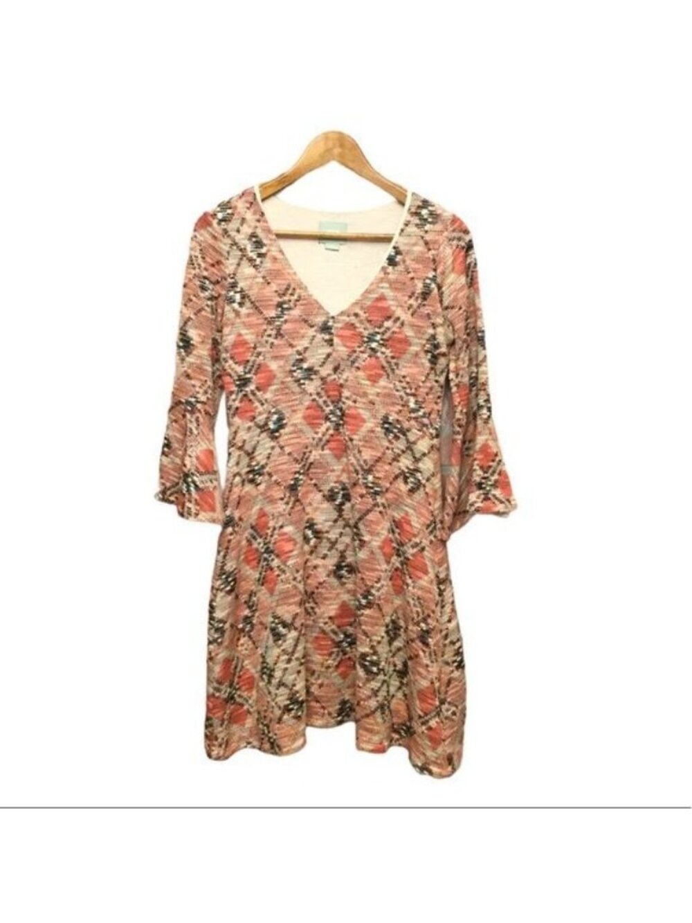 Anthropologie Maeve Erina Knit Swing Dress Bell Sleeves Size XS Boho Retro Mod
